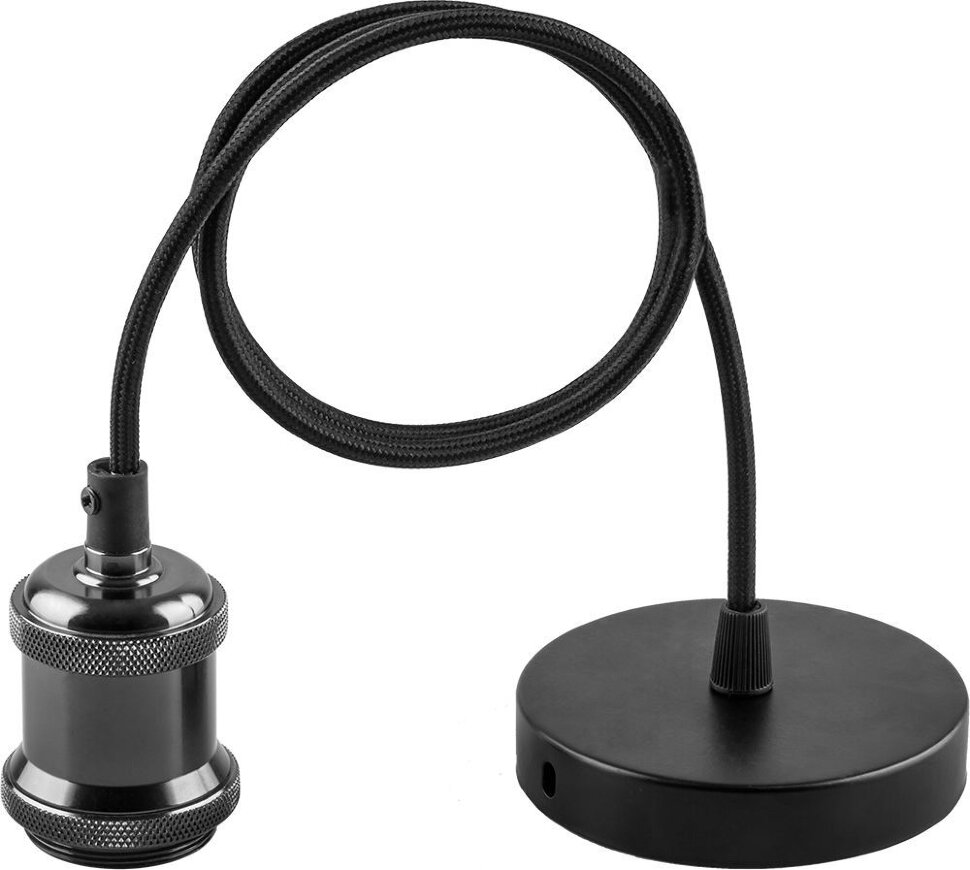 Купить Патрон для ламп Feron LH128 со шнуром 1м 230V E27 чёрный в интернет-магазине электрики в Москве Альт-Электро