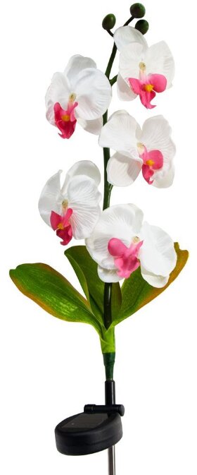 Светильник садово-парковый на солнечной батарее &quot;Орхидея белая с розовым&quot;, 5 LED  белый, 70см , PL301
