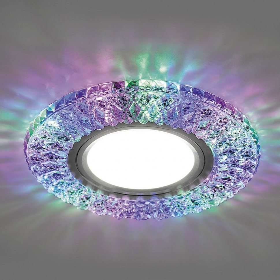 Купить Светильник встраиваемый с разноцветной LED подсветкой Feron CD940 потолочный MR16 G5.3 прозрачный в интернет-магазине электрики в Москве Альт-Электро
