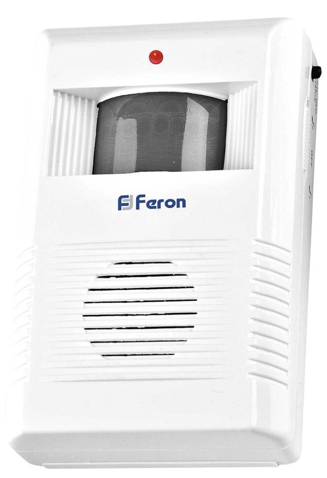 Купить Звонок беспроводной с ИК-датчиком движения Feron 005-B Электрический 36 мелодий белый/серый с питанием от батареек в интернет-магазине электрики в Москве Альт-Электро