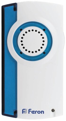 Звонок дверной беспроводной Feron E-371 Электрический 32 мелодии белый синий с питанием от батареек