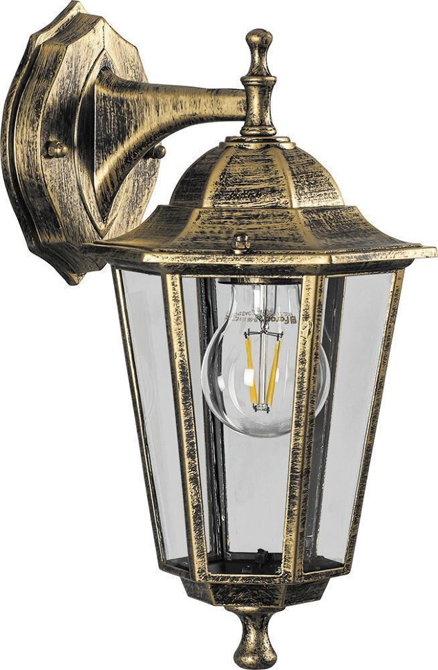 Купить Светильник садово-парковый Feron 6202/PL6202  шестигранный на стену вниз 100W E27 230V, черное золото в интернет-магазине электрики в Москве Альт-Электро