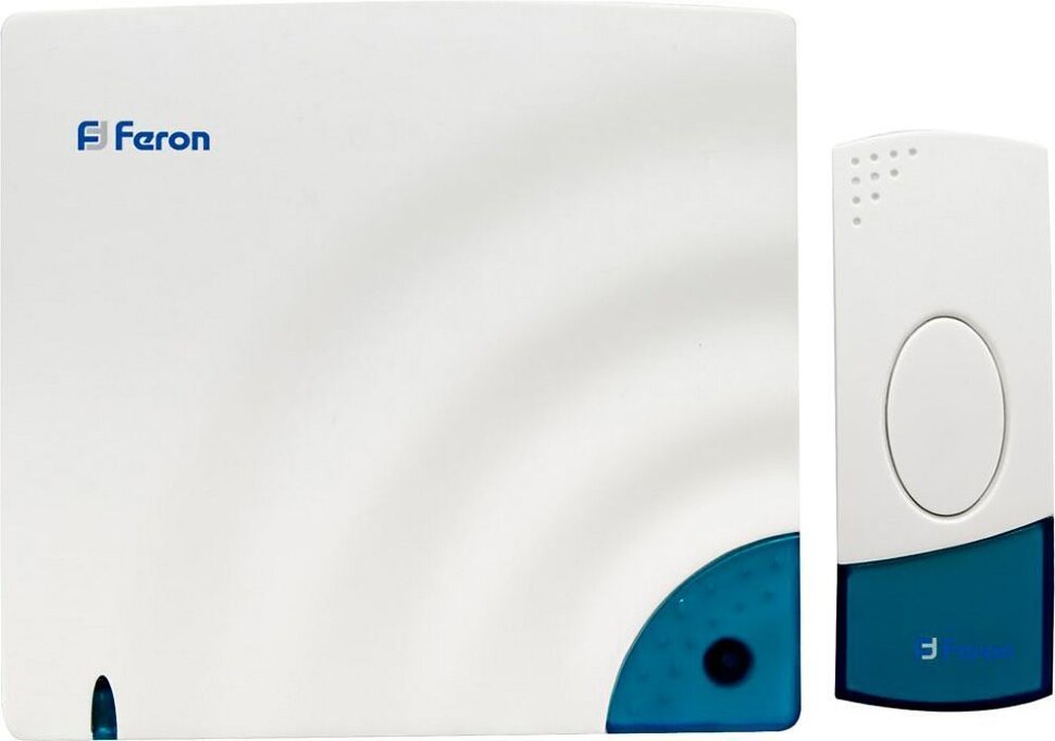 Купить Звонок дверной беспроводной Feron A-138C Электрический 8 мелодий белый с питанием от батареек в интернет-магазине электрики в Москве Альт-Электро
