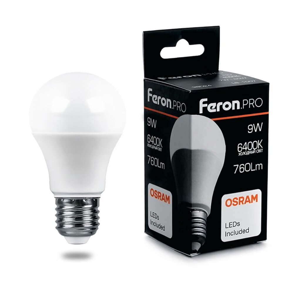 Купить Лампа светодиодная Feron.PRO LB-1009 Шар E27 9W 6400K в интернет-магазине электрики в Москве Альт-Электро