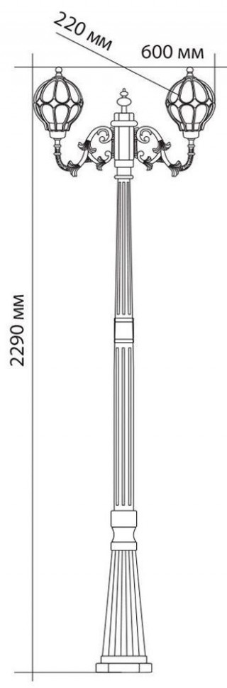 Купить Светильник садово-парковый Feron PL3808 столб круглый 2*60W 230V E27, черное золото в интернет-магазине электрики в Москве Альт-Электро