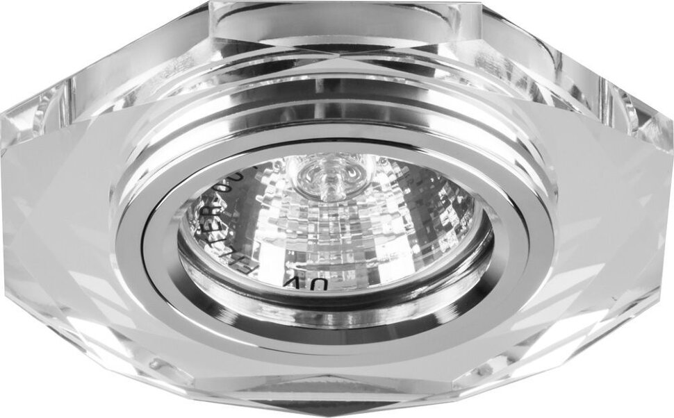 Купить Светильник встраиваемый с белой LED подсветкой Feron 8020-2 потолочный MR16 G5.3 серебристый в интернет-магазине электрики в Москве Альт-Электро