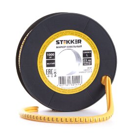 Кабель-маркер &quot;L&quot; для провода сеч.1,5мм STEKKER CBMR15-L , желтый, упаковка 1000 шт