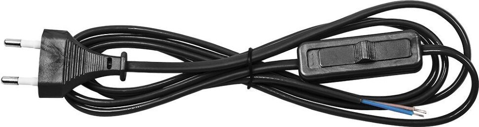 Купить Сетевой шнур с выключателем, 230V 1,9м черный, KF-HK-1 в интернет-магазине электрики в Москве Альт-Электро