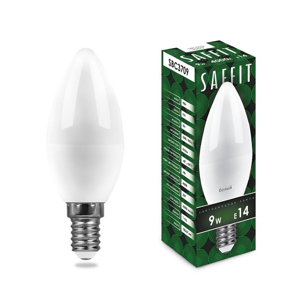 Купить Лампа светодиодная SAFFIT SBC3709 Свеча E14 9W 4000K в интернет-магазине электрики в Москве Альт-Электро