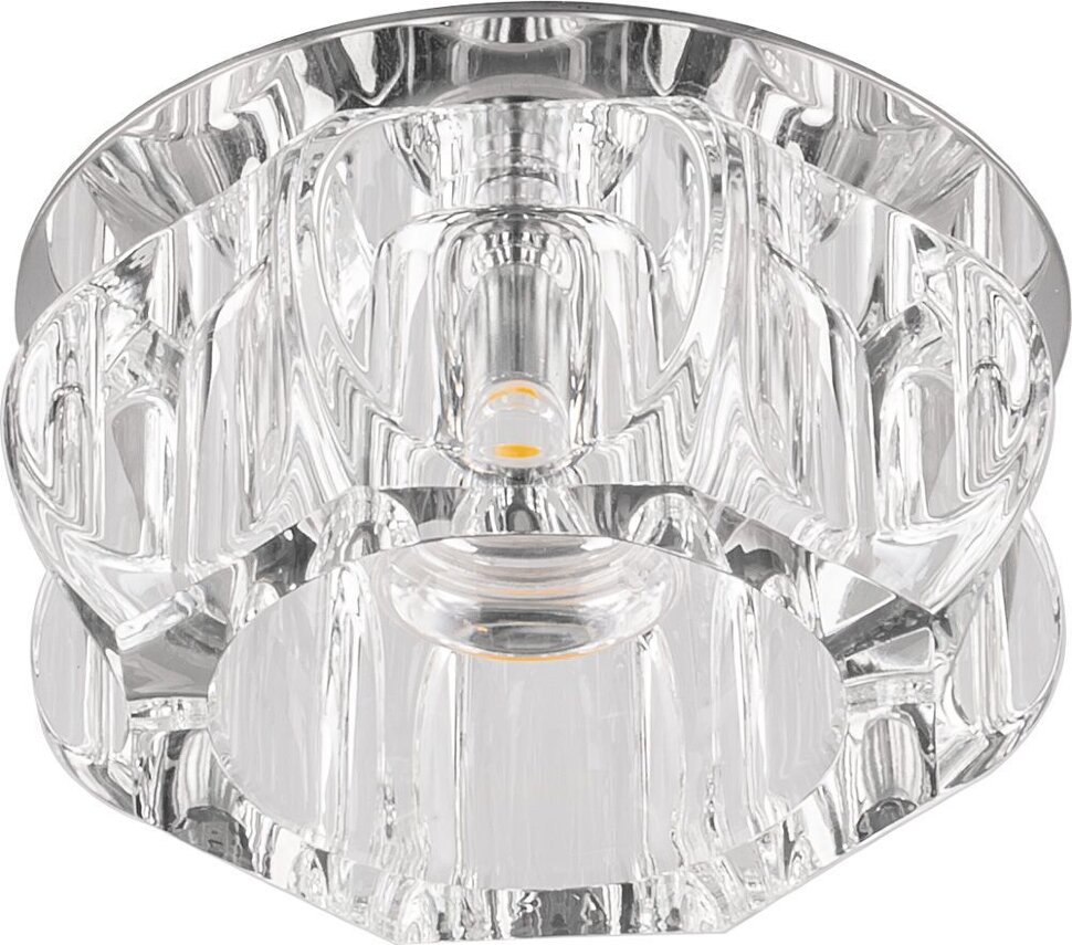 Купить Светильник встраиваемый светодиодный Feron JD159 потолочный 10W 3000K прозрачный хром в интернет-магазине электрики в Москве Альт-Электро