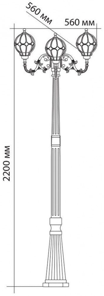 Купить Светильник садово-парковый Feron PL3709 столб круглый 3*60W 230V E27, черное золото в интернет-магазине электрики в Москве Альт-Электро