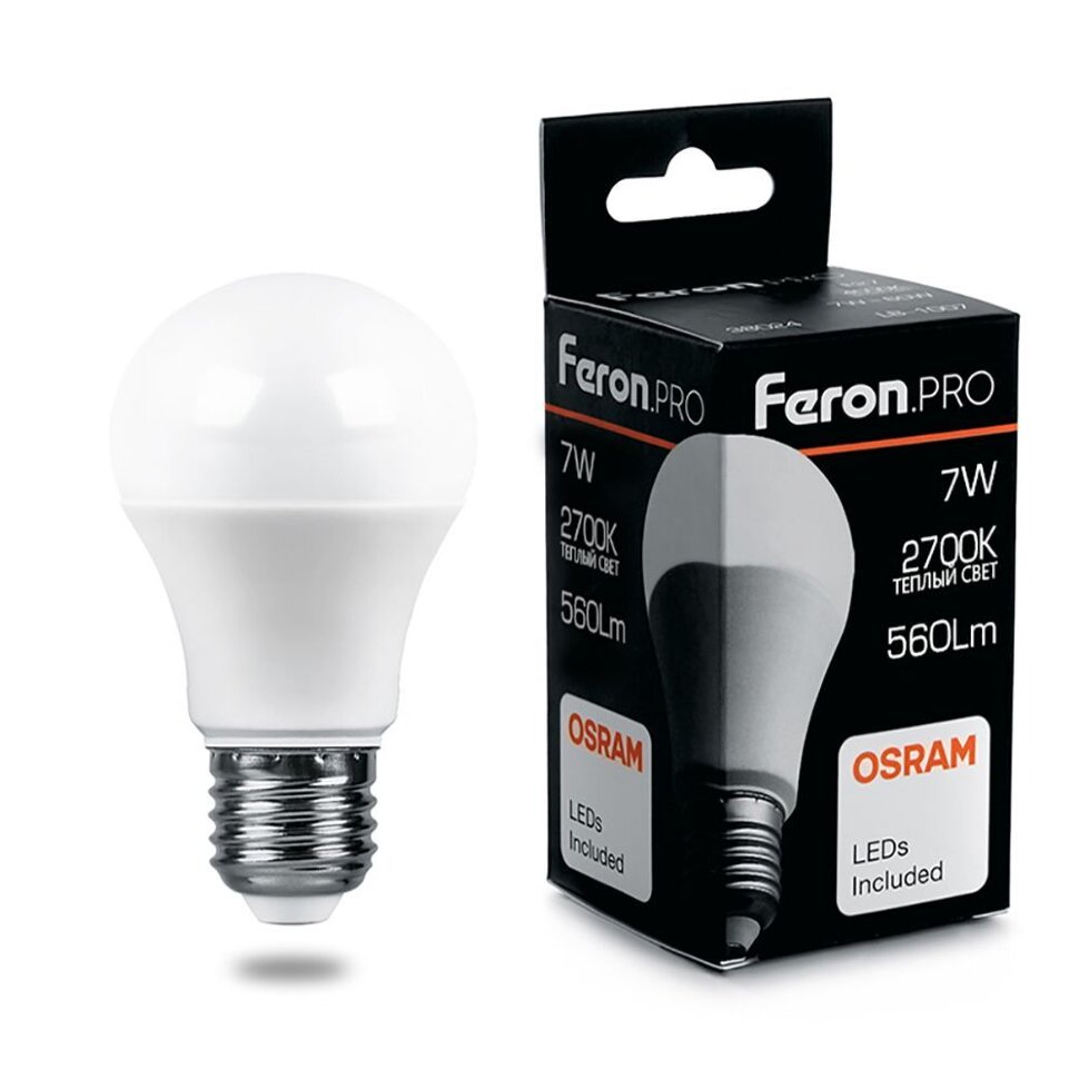 Купить Лампа светодиодная Feron.PRO LB-1007 Шар E27 7W 2700K в интернет-магазине электрики в Москве Альт-Электро