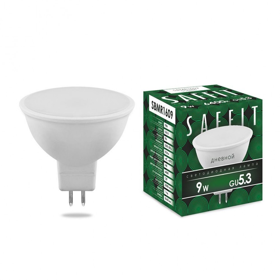 Купить Лампа светодиодная SAFFIT SBMR1609 MR16 GU5.3 9W 6400K в интернет-магазине электрики в Москве Альт-Электро
