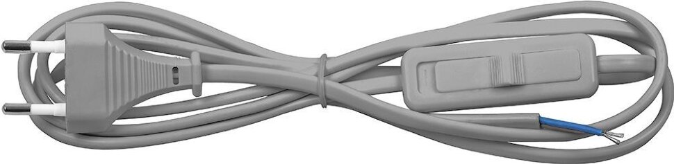 Купить Сетевой шнур с выключателем, 230V 1,9м серый, KF-HK-1 в интернет-магазине электрики в Москве Альт-Электро