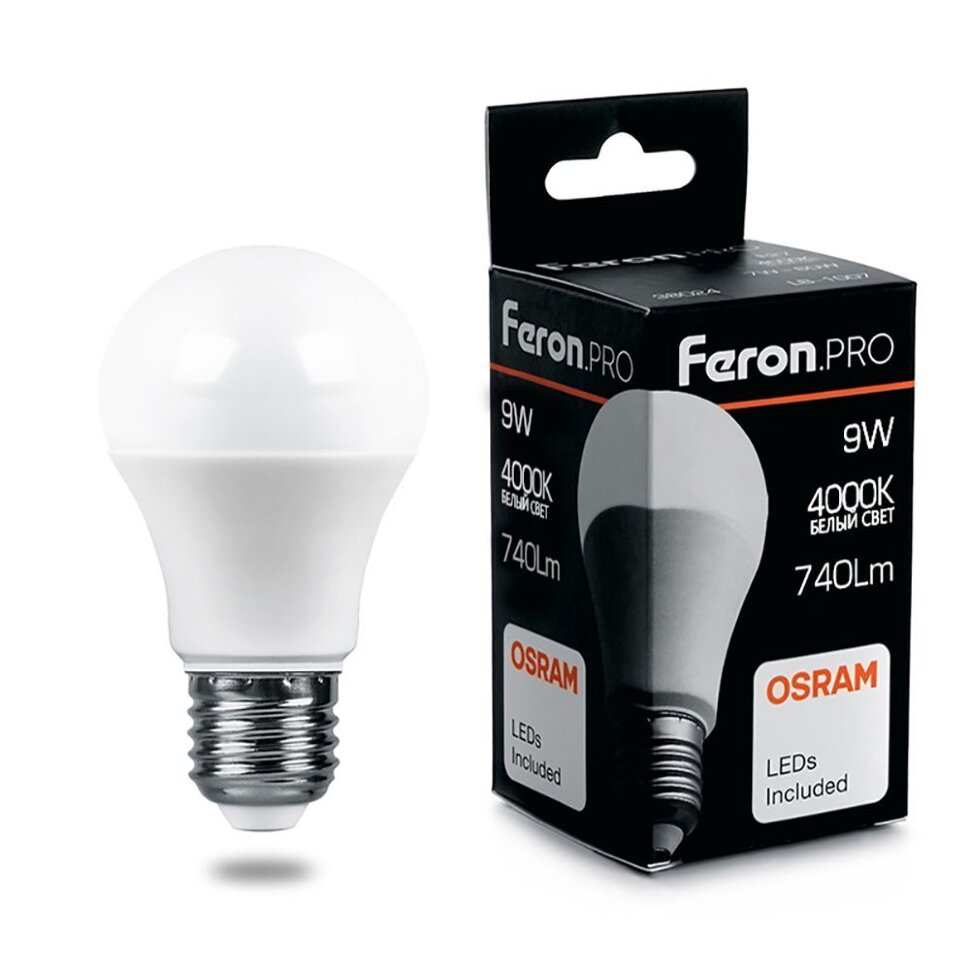 Купить Лампа светодиодная Feron.PRO LB-1009 Шар E27 9W 4000K в интернет-магазине электрики в Москве Альт-Электро