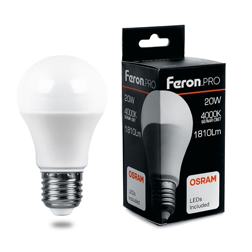 Купить Лампа светодиодная Feron.PRO LB-1020 Шар E27 20W 4000K в интернет-магазине электрики в Москве Альт-Электро
