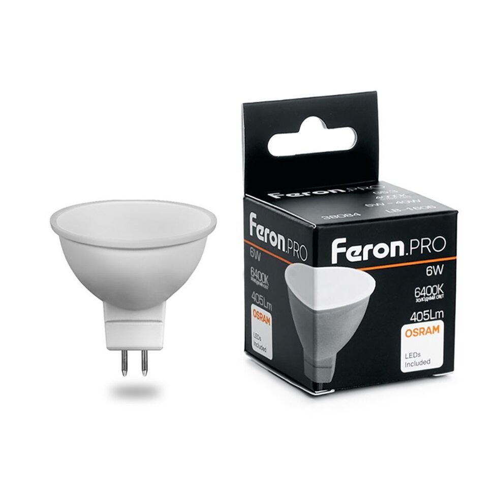 Купить Лампа светодиодная Feron.PRO LB-1606 MR16 G5.3 6W 6400K в интернет-магазине электрики в Москве Альт-Электро