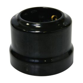 Ретро розетка с заземляющим контактом черная, 16А, 250В