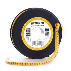 Кабель-маркер &quot;8&quot; для провода сеч.6мм STEKKER CBMR60-8 , желтый, упаковка 350 шт
