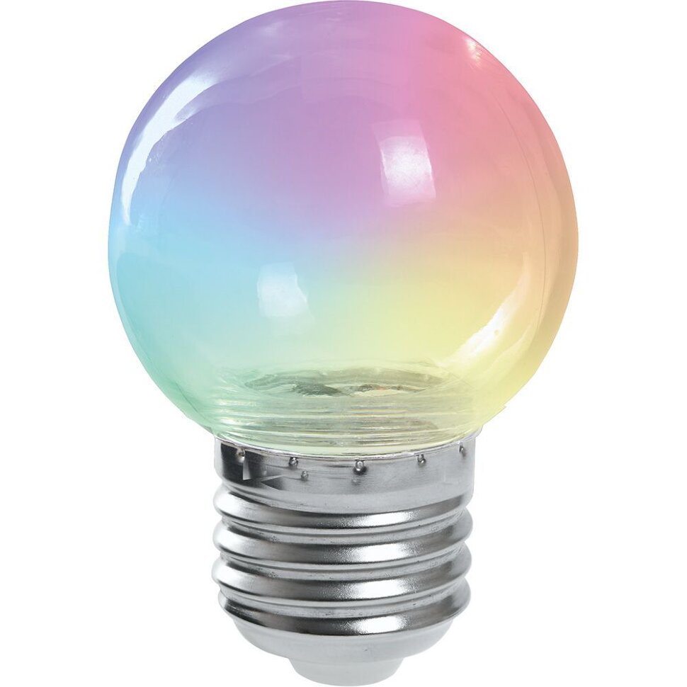 Купить Лампа светодиодная Feron LB-37 Шарик прозрачный E27 1W RGB плавная смена цвета в интернет-магазине электрики в Москве Альт-Электро