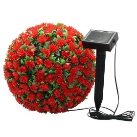Светильник садово-парковый на солнечной батарее &quot;Цветочный шар&quot;, красный, 20 LED (белый ), D 28 см , E5209, арт.06264