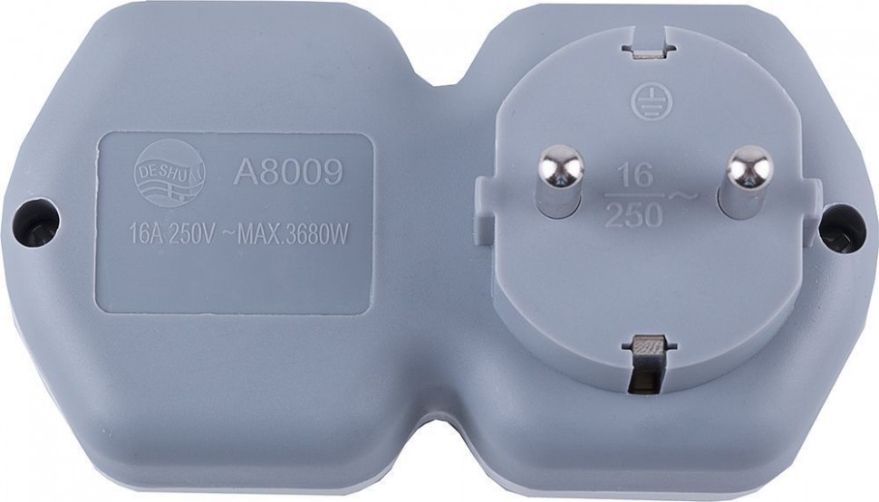 Купить Разветвитель сетевой 2-местный с/з STEKKER ADP16-12-20, 250V,16A, ABS огнеустойчивый пластик, белый/серый в интернет-магазине электрики в Москве Альт-Электро