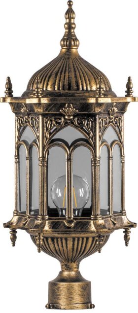 Светильник садово-парковый Feron PL114 шестигранный на столб 60W 230V E27 черное золото