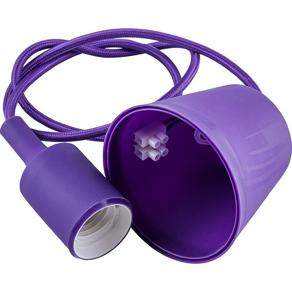 Купить Патрон для ламп со шнуром 1м, 230V E27, фиолетовый, LH127 в интернет-магазине электрики в Москве Альт-Электро