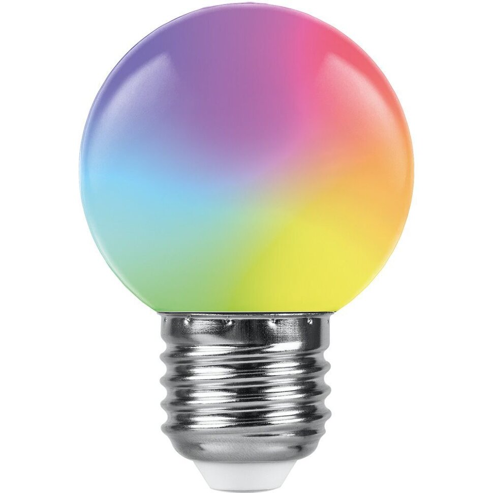 Купить Лампа светодиодная Feron LB-37 Шарик матовый E27 1W RGB быстрая смена цвета в интернет-магазине электрики в Москве Альт-Электро