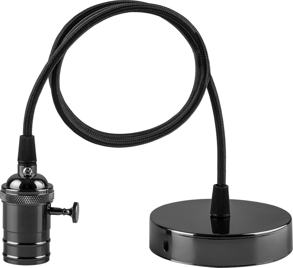 Купить Патрон для ламп Feron LH129 со шнуром 1м 230V E27 чёрный в интернет-магазине электрики в Москве Альт-Электро