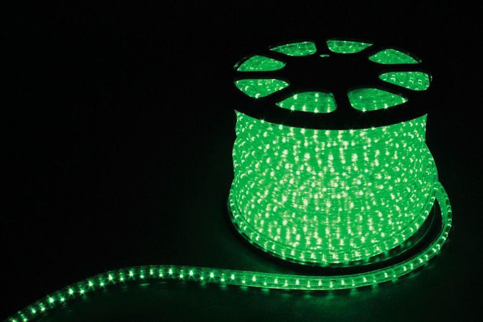 Купить Дюралайт светодиодный Feron LED-R2W 2-х жильный , зеленый 1,44Вт/м 36LED/м 100м 220V в интернет-магазине электрики в Москве Альт-Электро